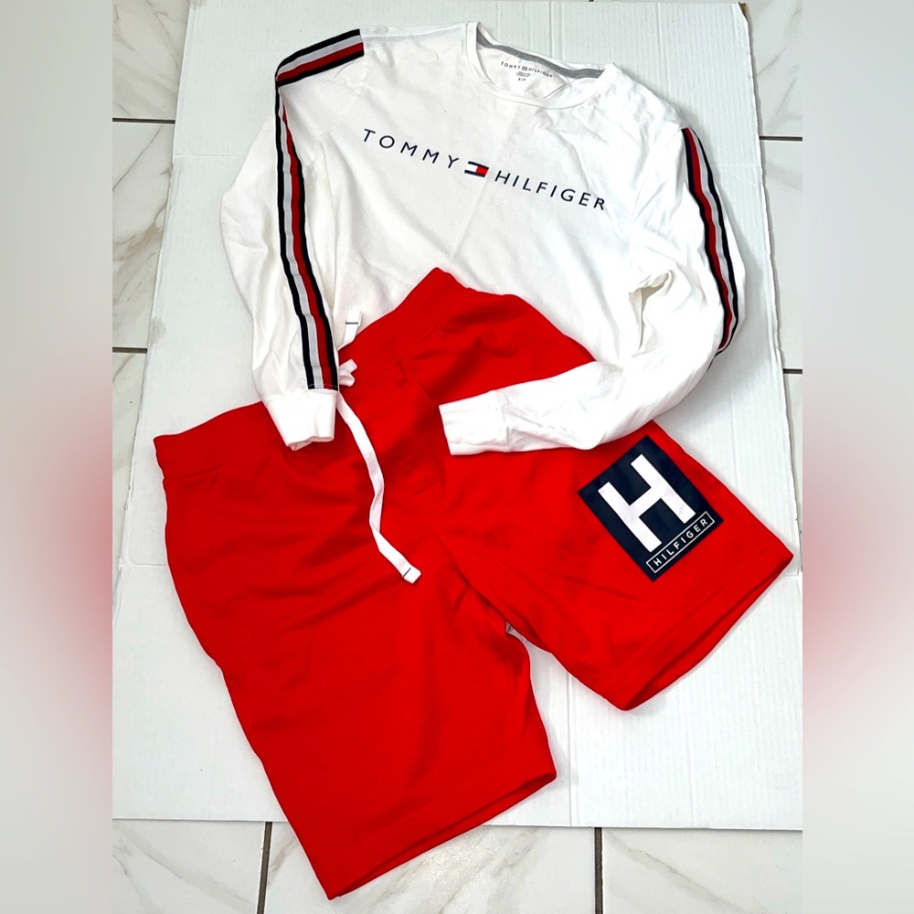 Tommy Hilfiger Y2K White Crew Neck Tee & Short Set